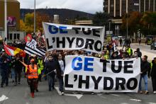 Manifestation contre le projet de restructuration annoncé par General Electric, le 24 octobre 2020 à Belfort