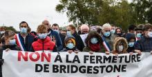 Manifestation des salariés de Bridgestone pour dénoncer la fermeture de l'usine à Bethune, le 4 octobre 2020