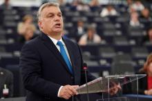 Le Premier ministre hongrois Viktor Orban devant le Parlement européen à Strasbourg, le 11 septembre 2018