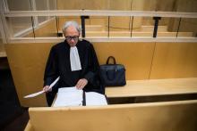 L'avocat de la défense, Me Thierry Fillion au tribunal de Rennes, le 23 septembre 2019, avant l'ouverture de débats sur le procès de sept militaires de l'école de Saint-Cyr Coëtquidan pour homicide in