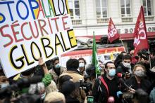 Manifestation contre la proposition de loi "sécurité globale", près de l'Assemblée nationale, le 17 novembre 2020 à Paris