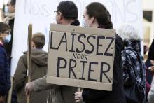 Rassemblement de catholiques à Strasbourg le 15 novembre 2020 pour demander la levée de l'interdiction des messes