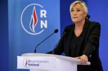 Marine Le Pen, présidente du RN, le 19 octobre 2020 au siège du parti à Nanterre