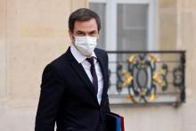 Le ministre de la Santé Olivier Véran quitte le palais de l'Elysée, le 20 janvier 2021