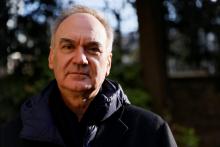Le romancier Hervé Le Tellier le jour où il a reçu le prix Goncourt, le 30 novembre 2020, à Paris