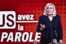 Marine Le Pen lors de l'émission de France 2 "Vous avez la parole", le 11 février 2021 à Saint-Cloud, près de Paris