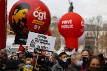 Manifestation à Paris pour défendre l'emploi et les services publics, le 4 février 2021