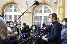 Le ministre de la Santé Olivier Véran devant la presse le 12 février 2021 à Metz