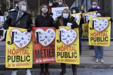 Rassemblement le 14 février 2021 devant le ministère de la Santé à Paris pour l'hôpital public
