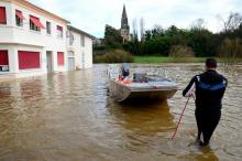 Inondation à Tartas, dans les Landes, où la Midouze est sortie de son lit, le 2 février 2021
