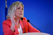 La présidente du RN Marine Le Pen lors d'une conférence de presse le 29 janvier 2021 à Nanterre