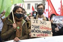 Manifestation d'étudiants à Paris le 16 mars 2021