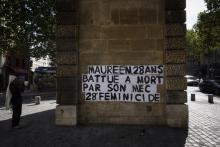 Inscription sur les murs de Paris pour dénoncer les féminicides, le 6 septembre 2019