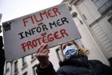 Manifestation le 16 mars 2021 devant le Sénat à Paris contre la proposition de loi sur la "Sécurité globale"