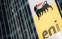 This picture taken on October 27, 2017, shows the headquarters of the Italian oil and gas company Eni near Milan