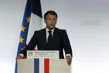 Emmanuel Macron lors d'un discours à l'Académie française le 5 mai 2021 à Paris