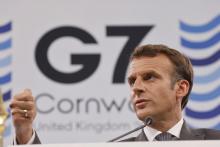 Emmanuel Macron le 13 juin 2021 au sommet du G7 à Carbis Bay
