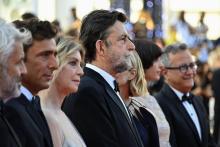 Nanni Moretti à Cannes, le 16 mai 2015, pour la présentation du film "Mia Madre", avec notamment l'acteur américain John Turturro