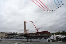 Entrainement des Alphajet de la "Patrouille de France" le 12 juillet 2021 à Paris