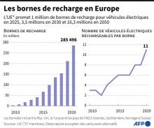 La France compte désormais 43.700 bornes de recharge pour véhicules électriques ouvertes au public et a accéléré leur installation depuis le début de l'année