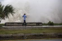 Lors du passage de la tempête Elsa le 3 juillet 2021 à Saint-Domingue, en République dominicaine