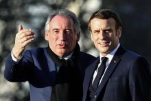 Francois Bayrou à Pau dont il est maire, avec le président Emmanuel Macron venu pour le Sommet G5 Sahel, le 13 janvier 2020