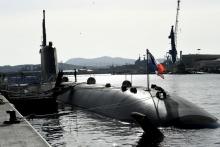Un sous-marin nucléaire d'attaque français Suffren, dans le port de Toulon, en France, le 6 novembre 2020