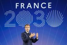Emmanuel Macron lors de la présenattion du plan d'investissements "France 2030" à l'Elysée, le 12 octobre 2021