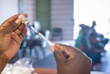 Une soignante prépare une dose de vaccin Pfizer/BioNTech dans un centre au Marigot, en Martinique, le 30 août 2021