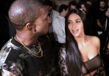 Kanye West et Kim Kardashian lors d'un défilé de mode à Paris le 29 septembre 2016