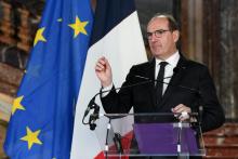 Le premier ministre français Jean Castex s'adresse à la presse à Bruxelles le 22 novembre 2021