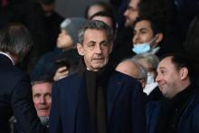 Nicolas Sarkozy lors d'un match au Parc des Princes à Paris, le 20 novembre 2021