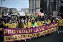 Des manifestants opposés l'avortement défilent contre la proposition de loi allongeant le délai légal de l'IVG lors de la traditionnelle "Marche pour la Vie", le 16 janvier 2022 à Paris
