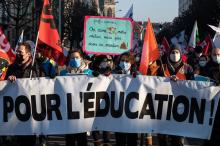 Manifestion à Strasbourg le 13 janvier 2022 des enseignants et autres personnels de l'Education nationale, exaspérés par la valse des protocoles sanitaires liés au Covid-19
