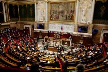 L'hémicycle de l'Assemblée nationale le 9 février 2021 à Paris