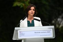 La secrétaire d'Etat Nathalie Elimas, le 26 août 2021 lors d'une conférence de presse à Paris