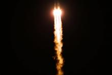 Décollage d'une fusée Soyouz MS-21 du cosmodrome russe de Baïkonour, le 18 mars 2022 au Kazakhstan