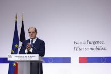 Le Premier ministre Jean Castex quittant l'Elysée après le Conseil des ministres, le 9 mars 2022, à Paris.