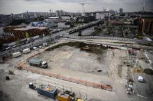 Vue sur le chantier du village Olympique à Saint-Denis (93) en 2021
