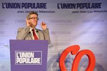 Le chef de file de La France Insoumise (LFI), Jean-Luc Mélenchon, s'adresse à ses partisans le 10 avril 2022 à Paris, au soir du premier tour de l'élection présidentielle française