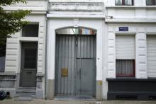 L'entrée du 'Laboratorium', le siège de la compagnie de danse Troubleyn de Jan Fabre, à Anvers, le 13 septembre 2018