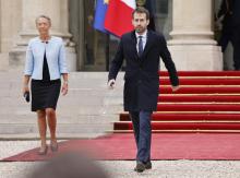Le président Emmanuel Macron et l'actuelle Première ministre Elisabeth Borne, à Paris le 7 mai 2022