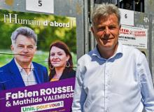 Fabien Roussel, candidat communiste aux législatives, le 2 juin 2022 à Bruay-sur-l'Escaut, dans le Nord
