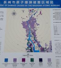 Carte de l'étendue des destructions à Nagasaki