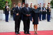 Emmanuel Macron, Cyril Ramaphosa et Brigitte Macron