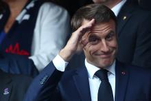 Macron - satde de France - coupe du monde rugby - 08-09-23 - FRANCK FIFE AFP