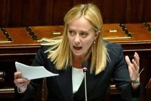 La nouvelle Première ministre italienne Giorgia Meloni prononce son discours de politique générale,